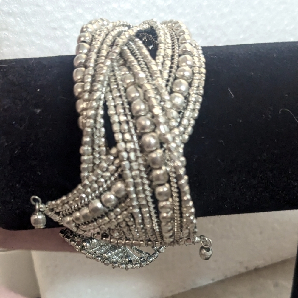 Vintage Silver Beaded Cuff